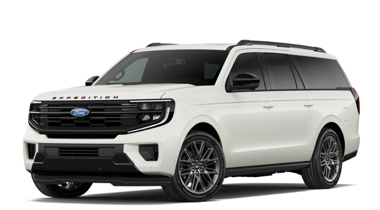 2027 Ford Expedition MAX Platinum in Star White Met — front three-quarter view