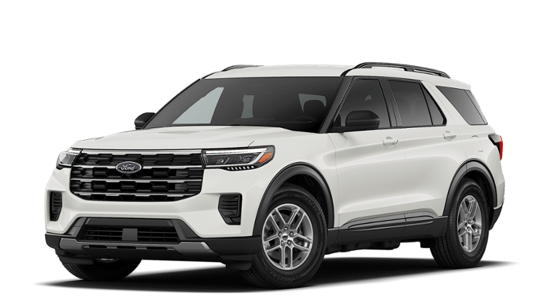 2026 Ford Explorer Active-Upcoming Demo in Star White Metallic Tri-Coat — front three-quarter view