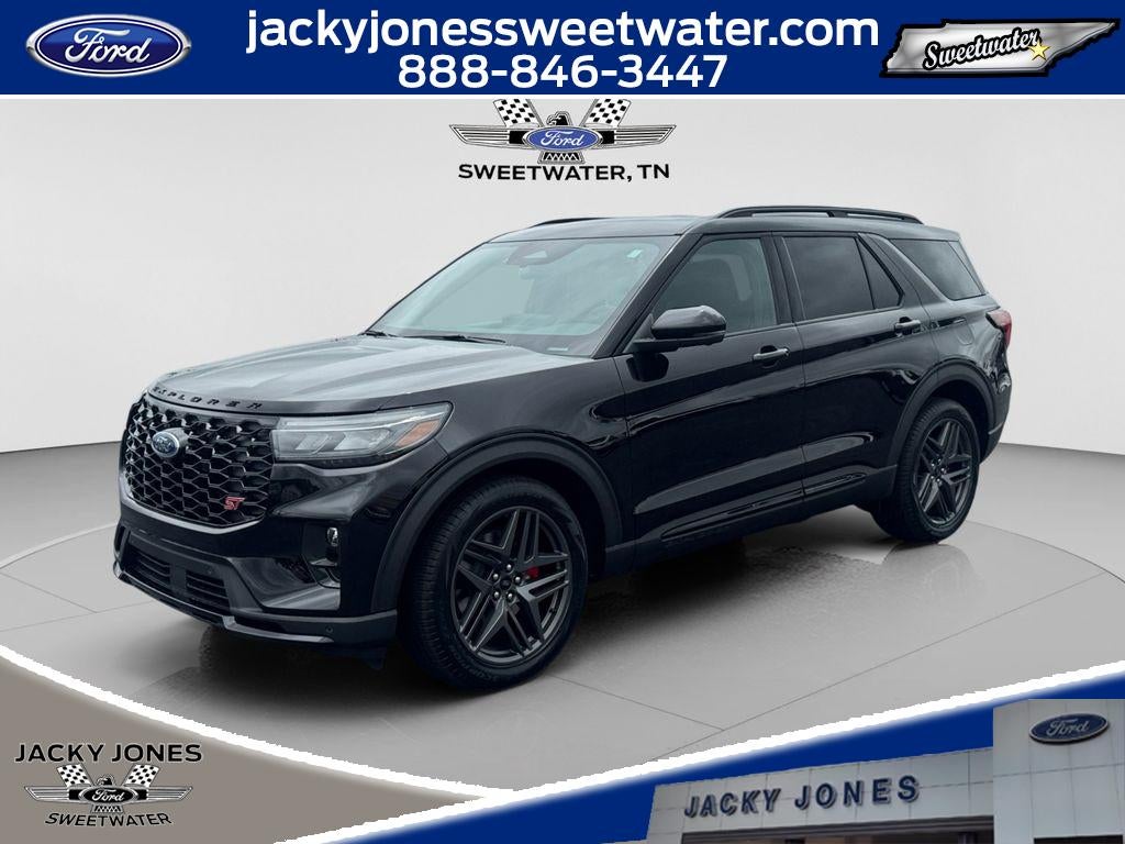 2026 Ford Explorer ST in Agate Black Metallic — front three-quarter view
