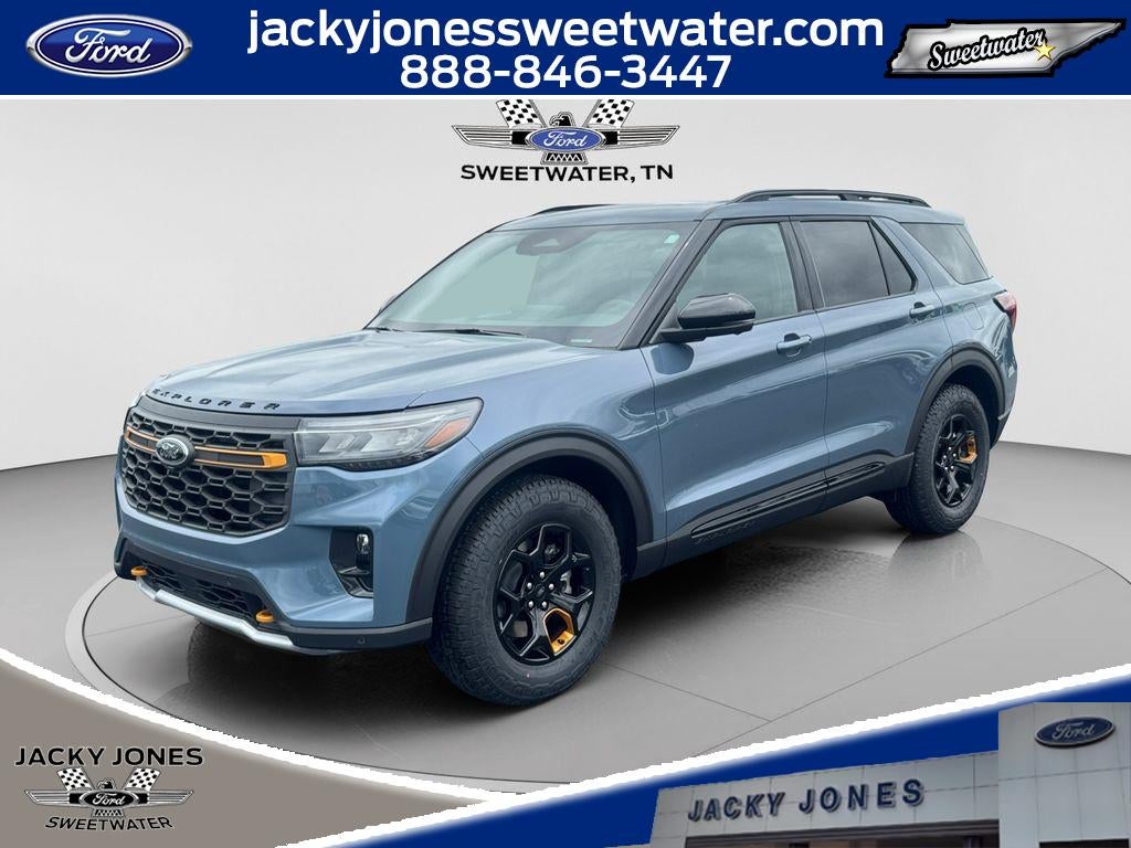 2026 Ford Explorer Tremor in Vapor Blue Metallic — front three-quarter view