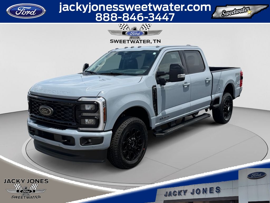2026 Ford F-350 LARIAT in Glacier Gray Metallic Tri-Coat — front three-quarter view