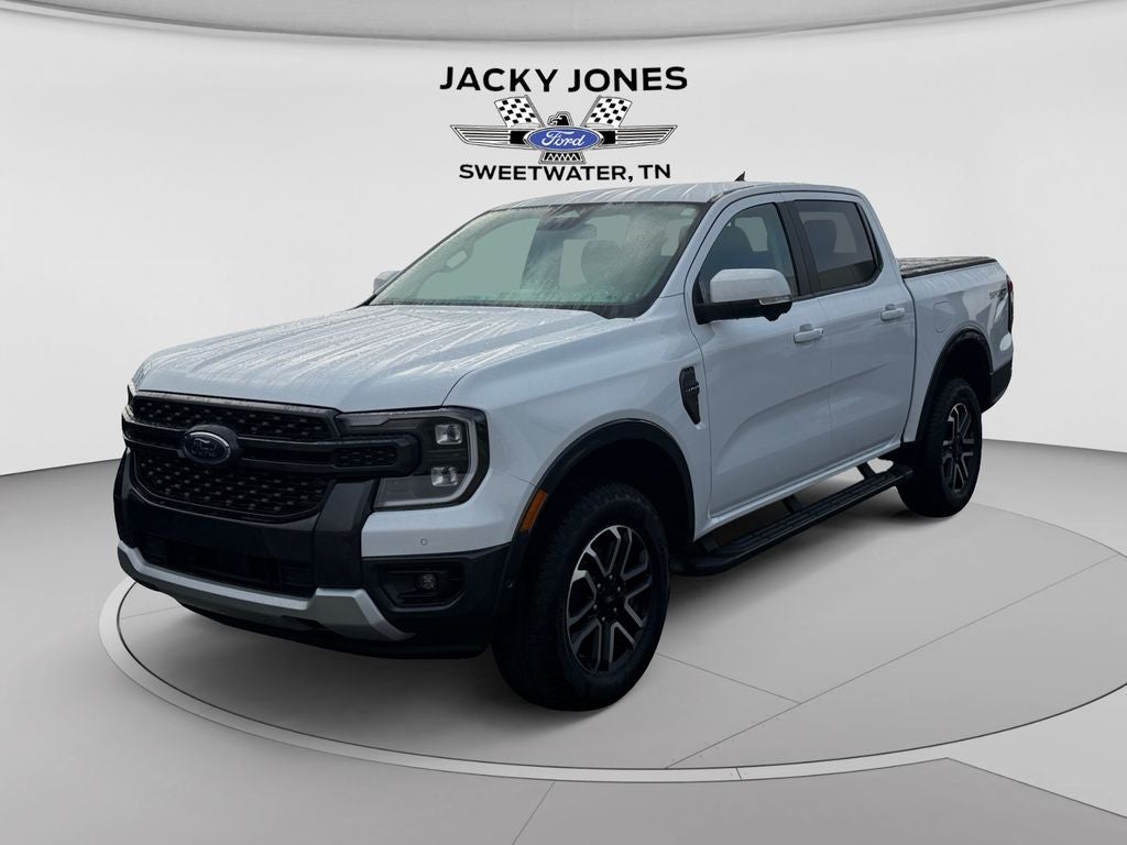 2024 Ford Ranger LARIAT in Oxford White — front three-quarter view
