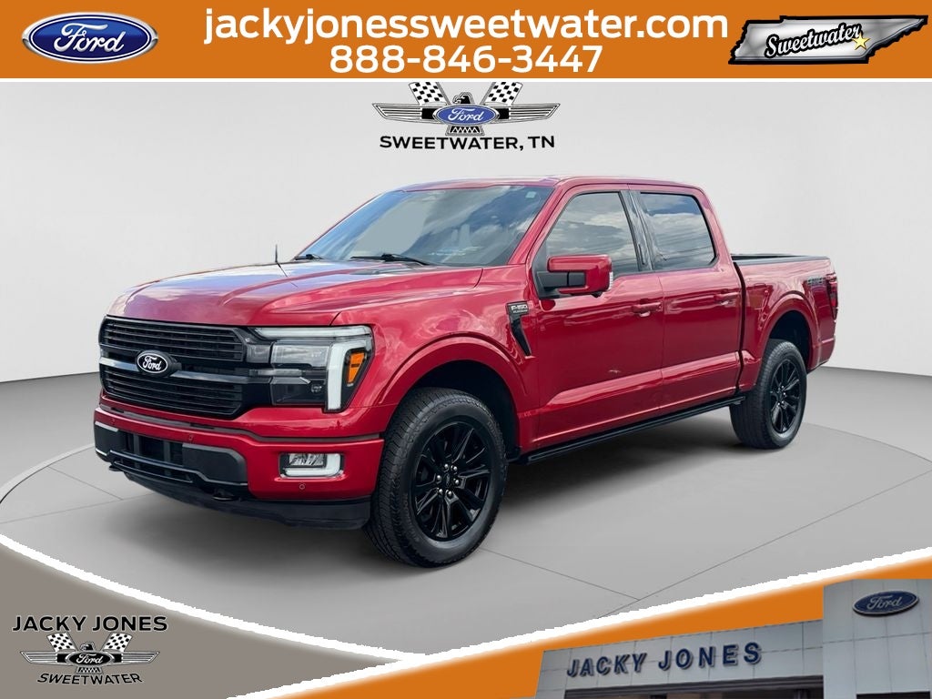 2024 Ford F-150 Platinum in Rapid Red Metallic Tinted Clearcoat — front three-quarter view
