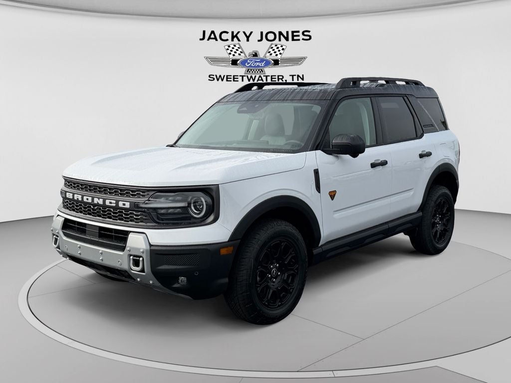 2026 Ford Bronco Sport Badlands in Oxford White — front three-quarter view