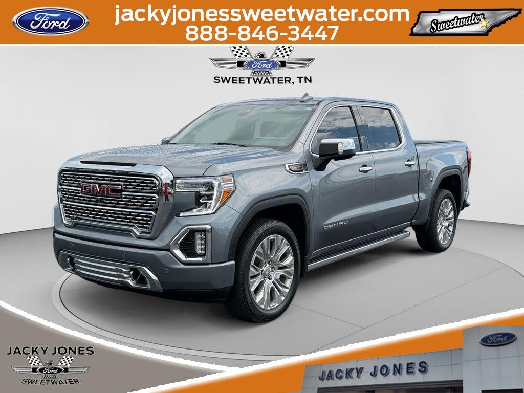 2021 GMC Sierra Denali in Satin Steel Metallic — front three-quarter view