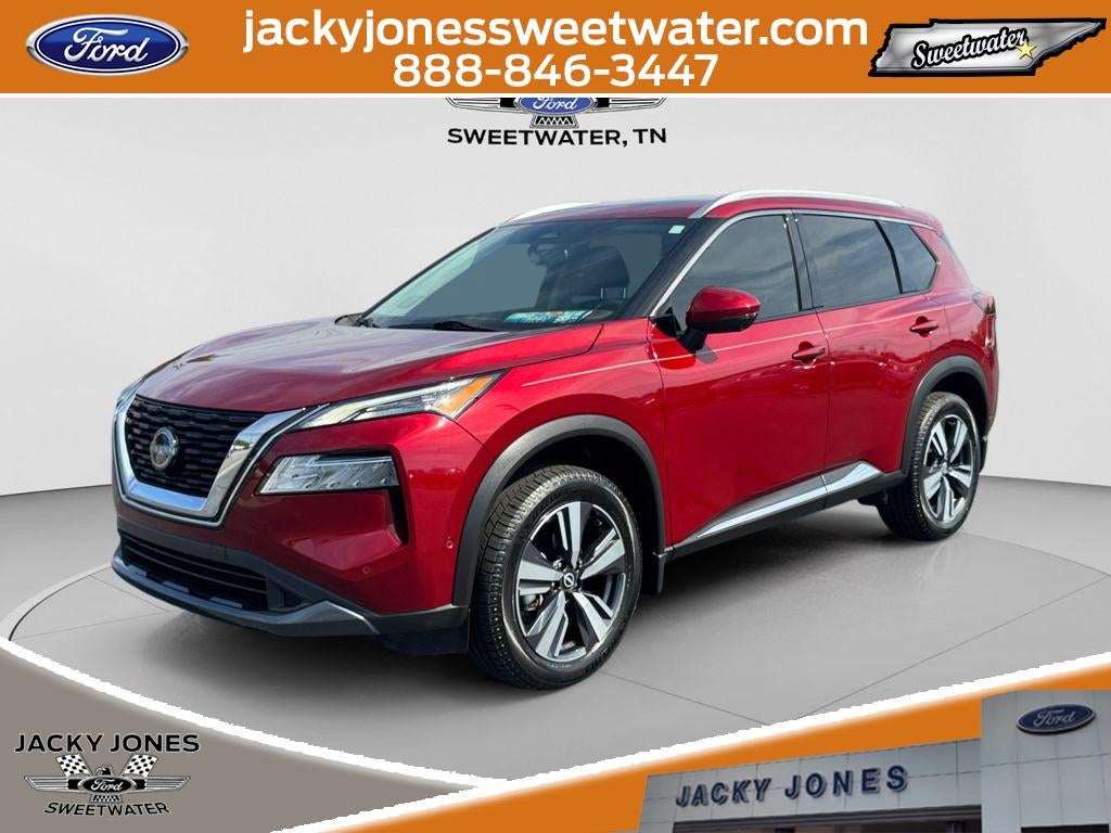 2023 Nissan Rogue SL in Scarlet Ember Tintcoat — front three-quarter view